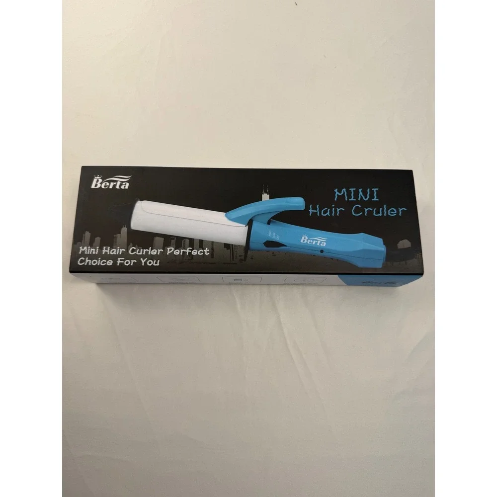 Berta‎ Mini Hair Curler Ceramic Travel Iron Blue Negative Ion Auto Shut Off